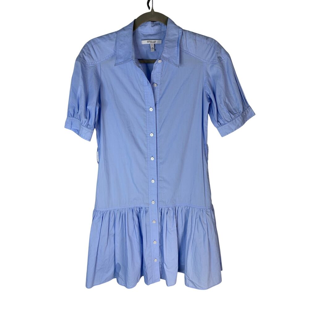 Derek Lam Crosby Luma Mini Shirt Dress Puff Sleeve Coastal Grandma Summer Boho 0 - Picture 4 of 9